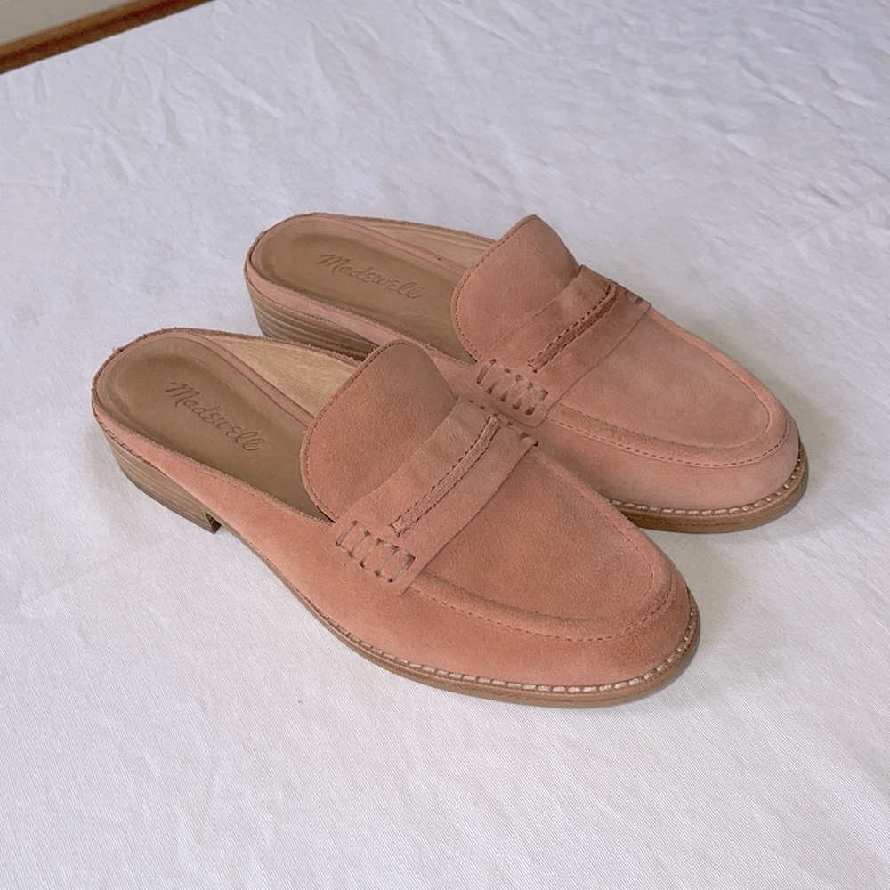 Madewell light pink Suede Mules Size 7.5